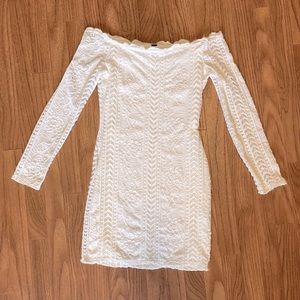 Strapless long sleeve white dress